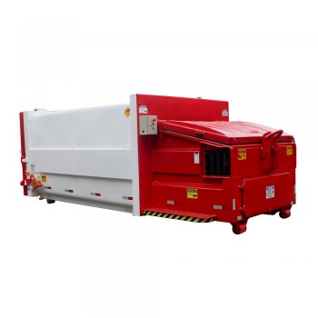Compactador de lixo Imavi com taxa de compressão que pode chegar até oito para um, possibilitando uma alta redução dos custos com transporte.